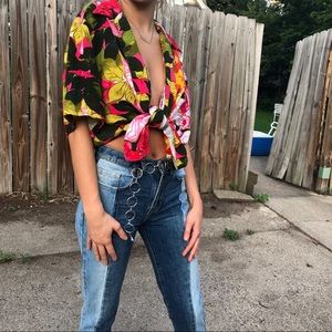 vibrant floral oversized button up tee!!!